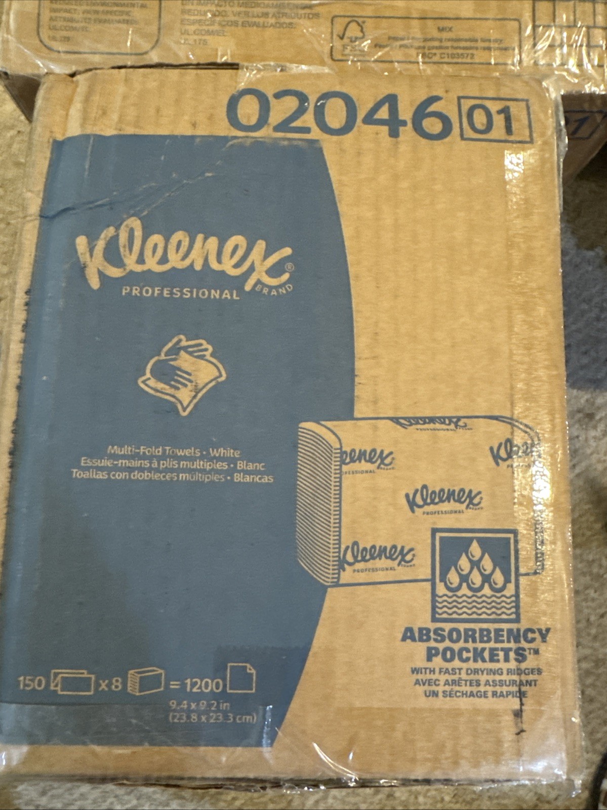 Kleenex Multifold Paper Towels 150 Count 8 Packs Soft Absorbent 1 Ply 9.2×9.4”