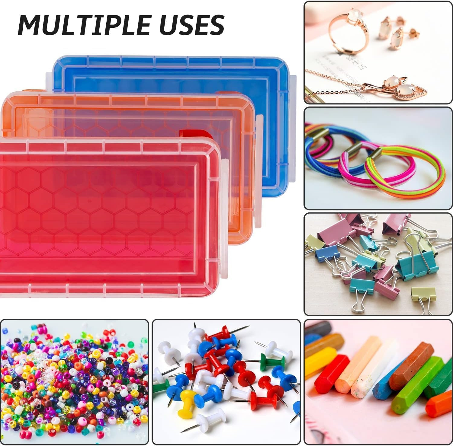 6 Pack Small Plastic Storage Boxes Mini Organizer Bins Stackable Totes with Lids