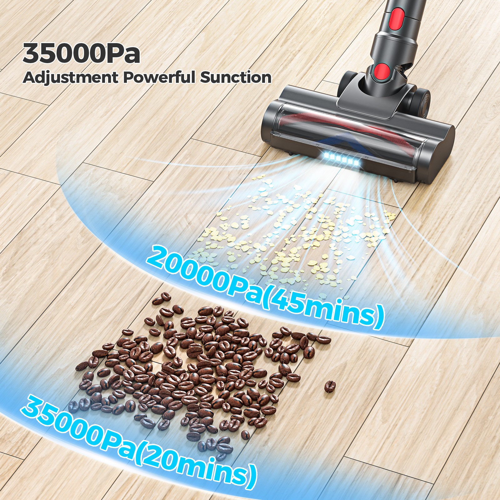 Hompany Cordless Vacuum Cleaner Stick 50KPA 6-in1 Lightweight Rechargeable 60min