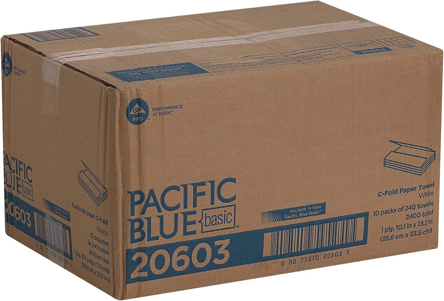 Pacific Blue Basic C-Fold Towels, 240 Count, 10 Packs, 20603