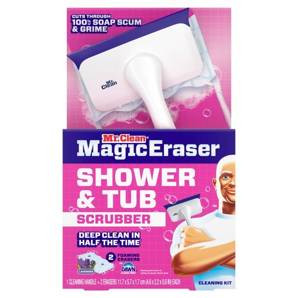 Magic Eraser Shower & Tub Scrubber, Lavender Starter Kit, 1 Scrubber