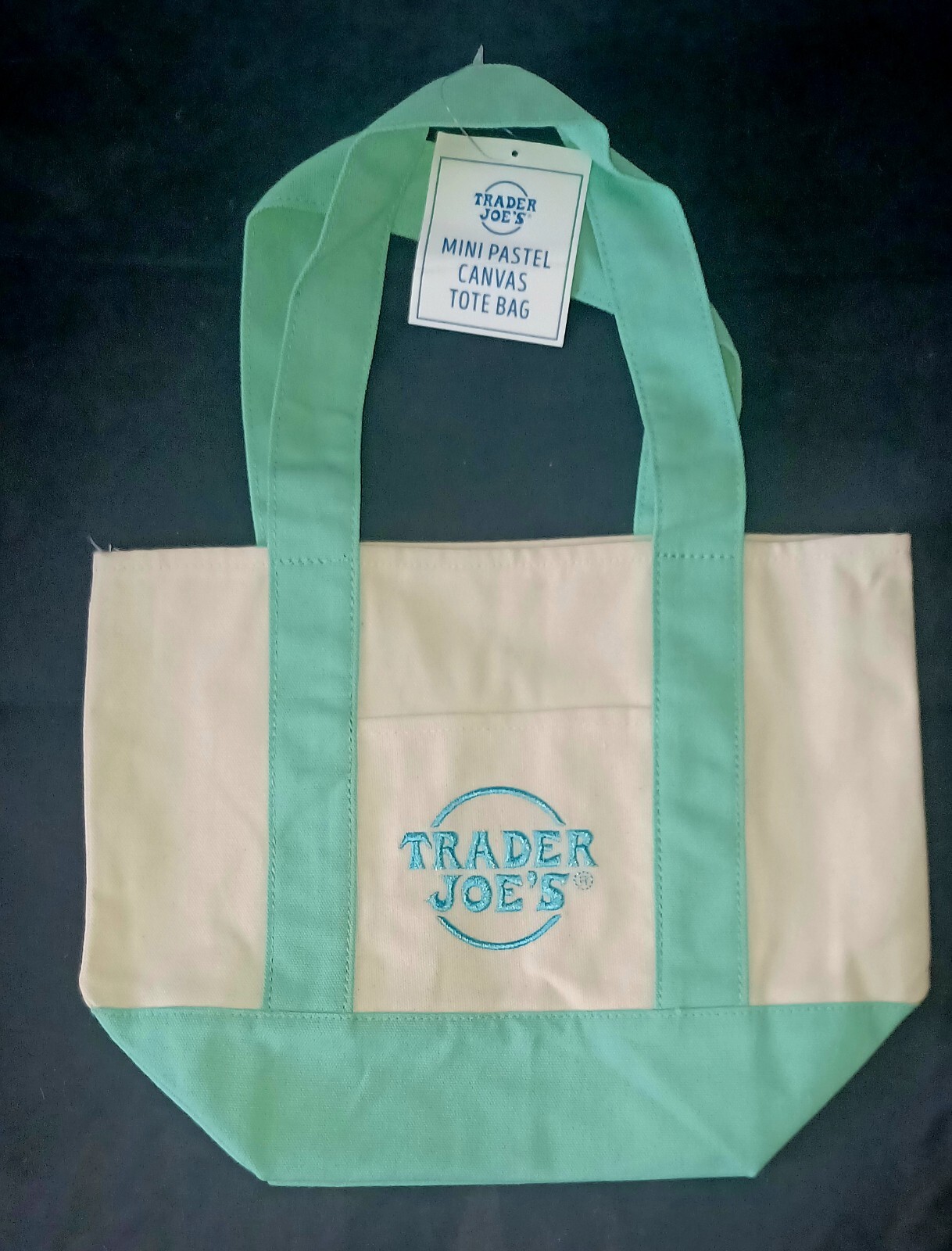 Trader Joe’s Pastel Mini Canvas Tote Bags 2025 NWT Green