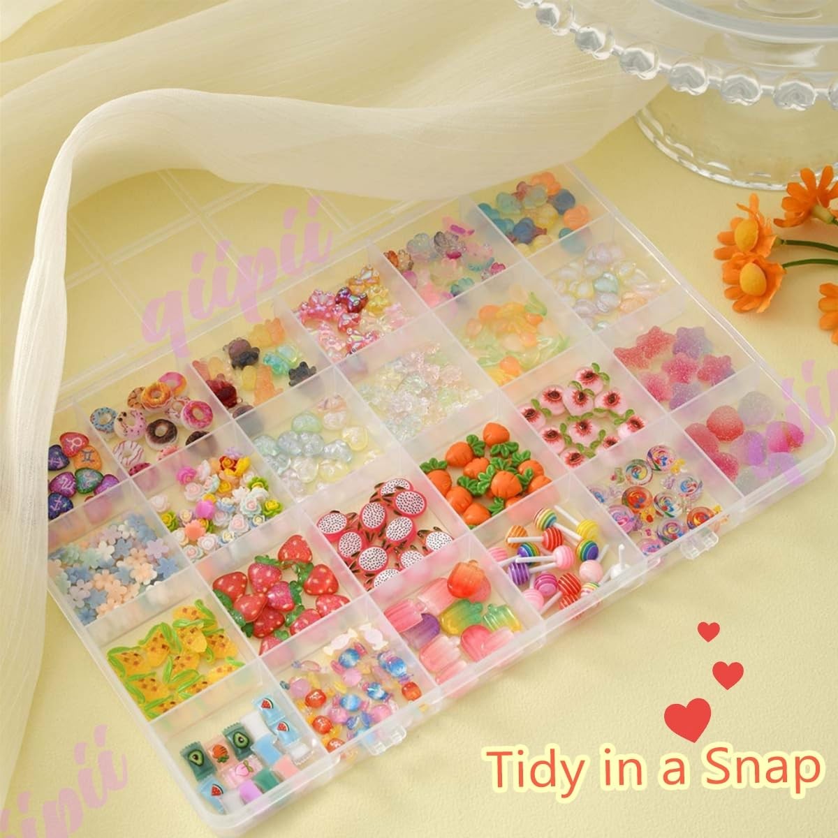 1 Pcs 24 Grids Clear Plastic Organizer Box Storage Container for Crafts Beads