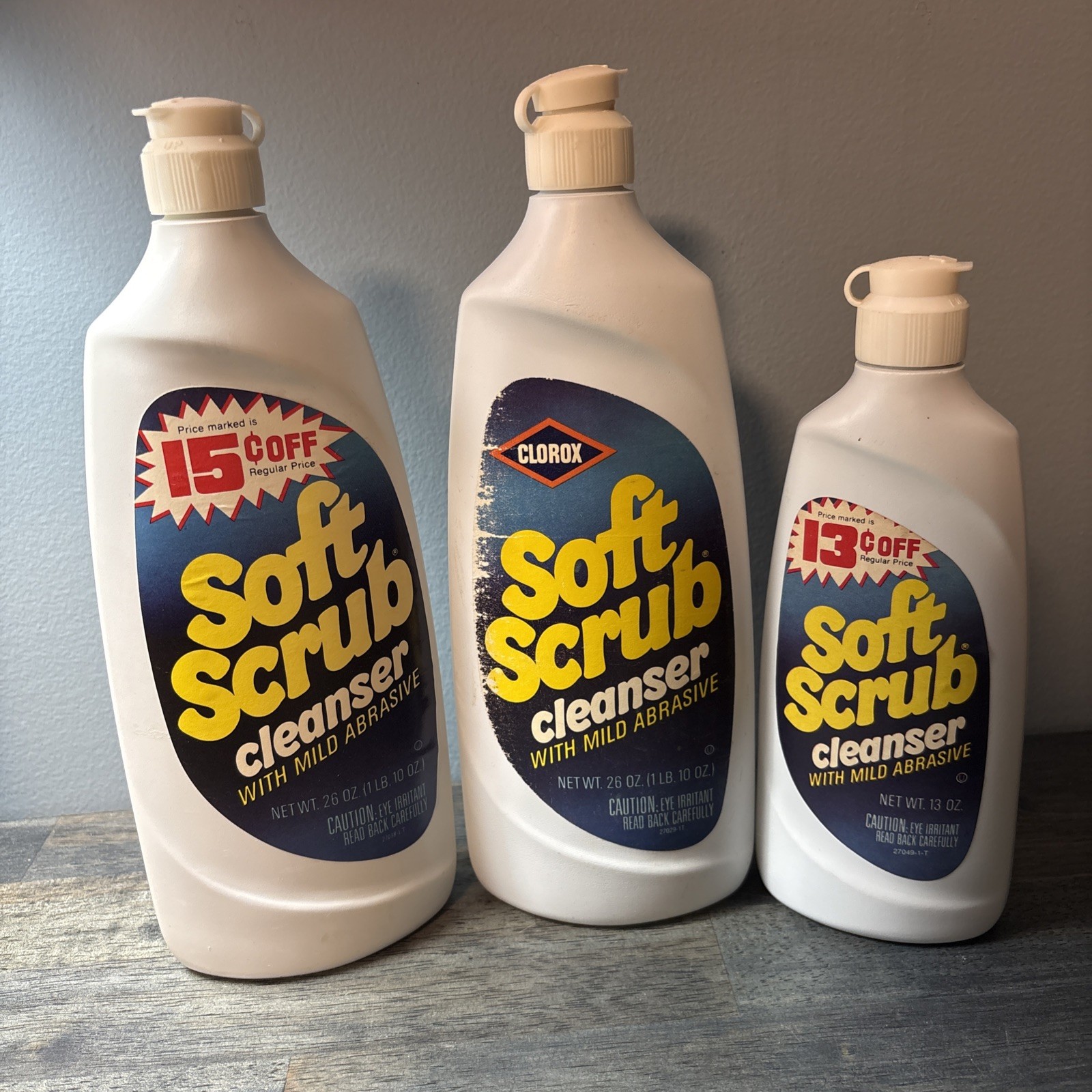 3 Vtg Clorox Soft Scrub Cleanser Cleaning Products Close To Full 13 & 26 Oz