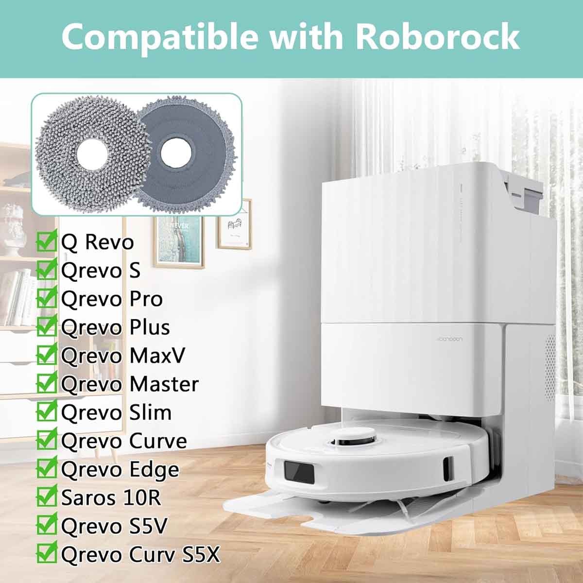 Microfiber Mop Cloths for roborock Q Revo, Qrevo MaxV Robot Vacuum Cleaner