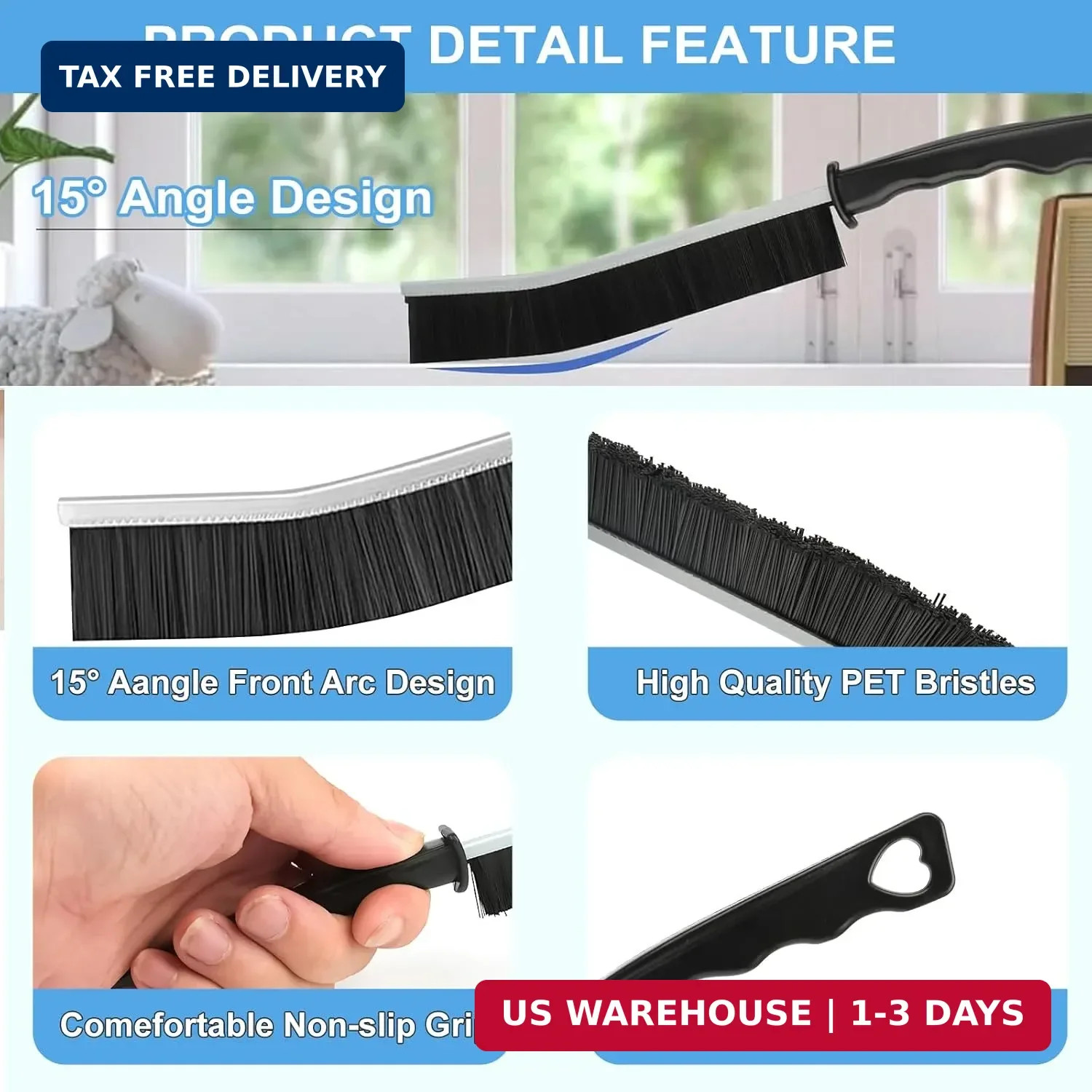 11Pcs Crevice Cleaning Brush Set, Hard Bristle Cleaning Supplies for Kitchen, Ba