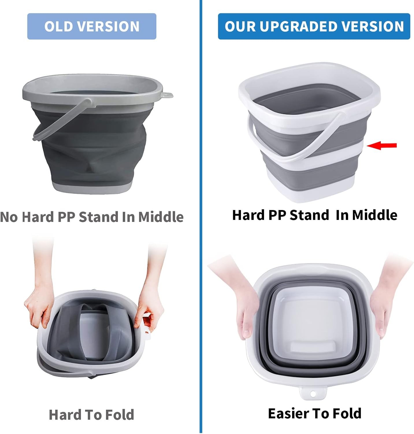 Collapsible Bucket, 5L 1.3Gallon Small Cleaning Mop Buckets for 5l-grey