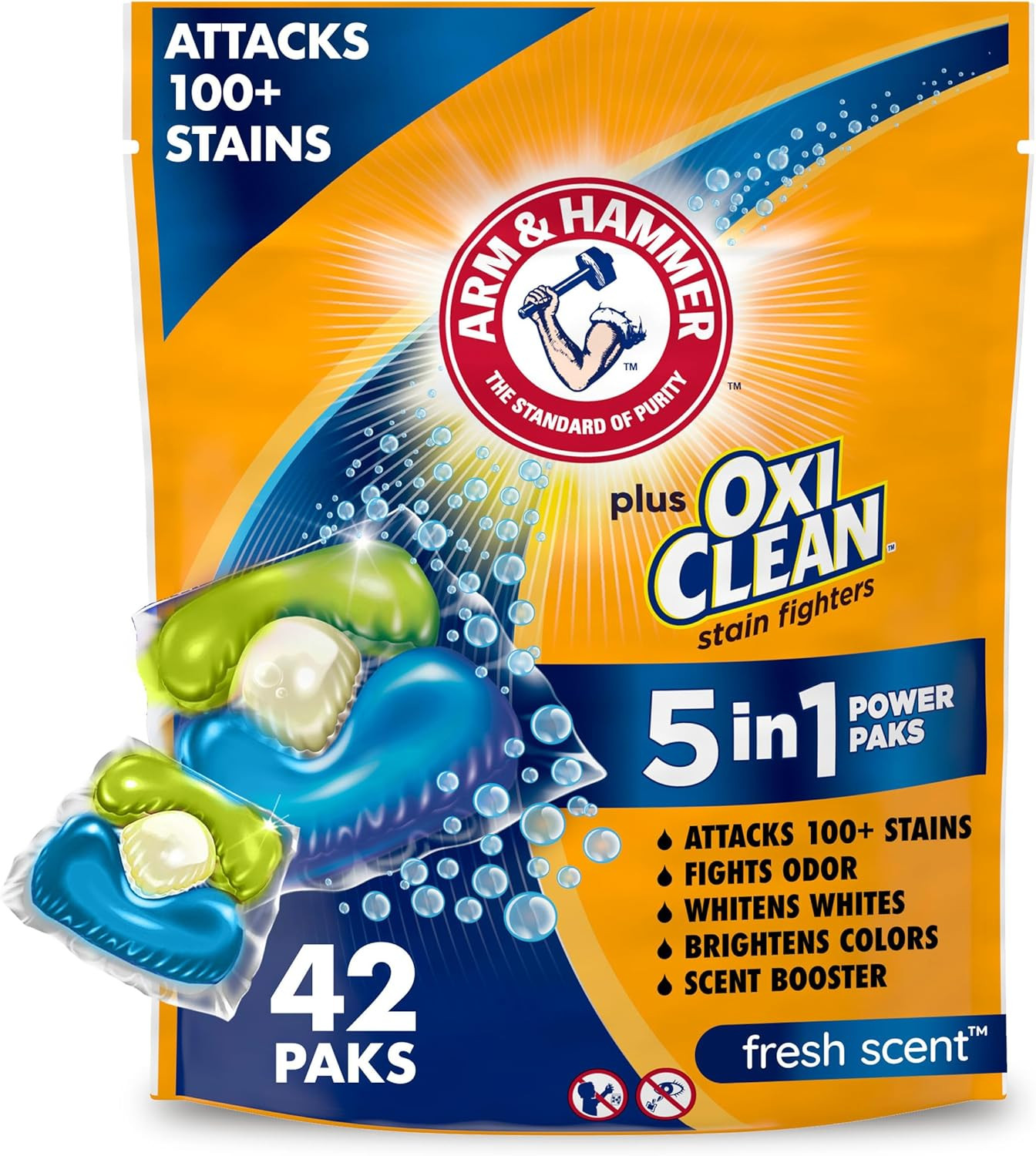 plus Oxiclean Stain Fighters: 5-In-1 Laundry Detergent Power Paks, Laundry Stain