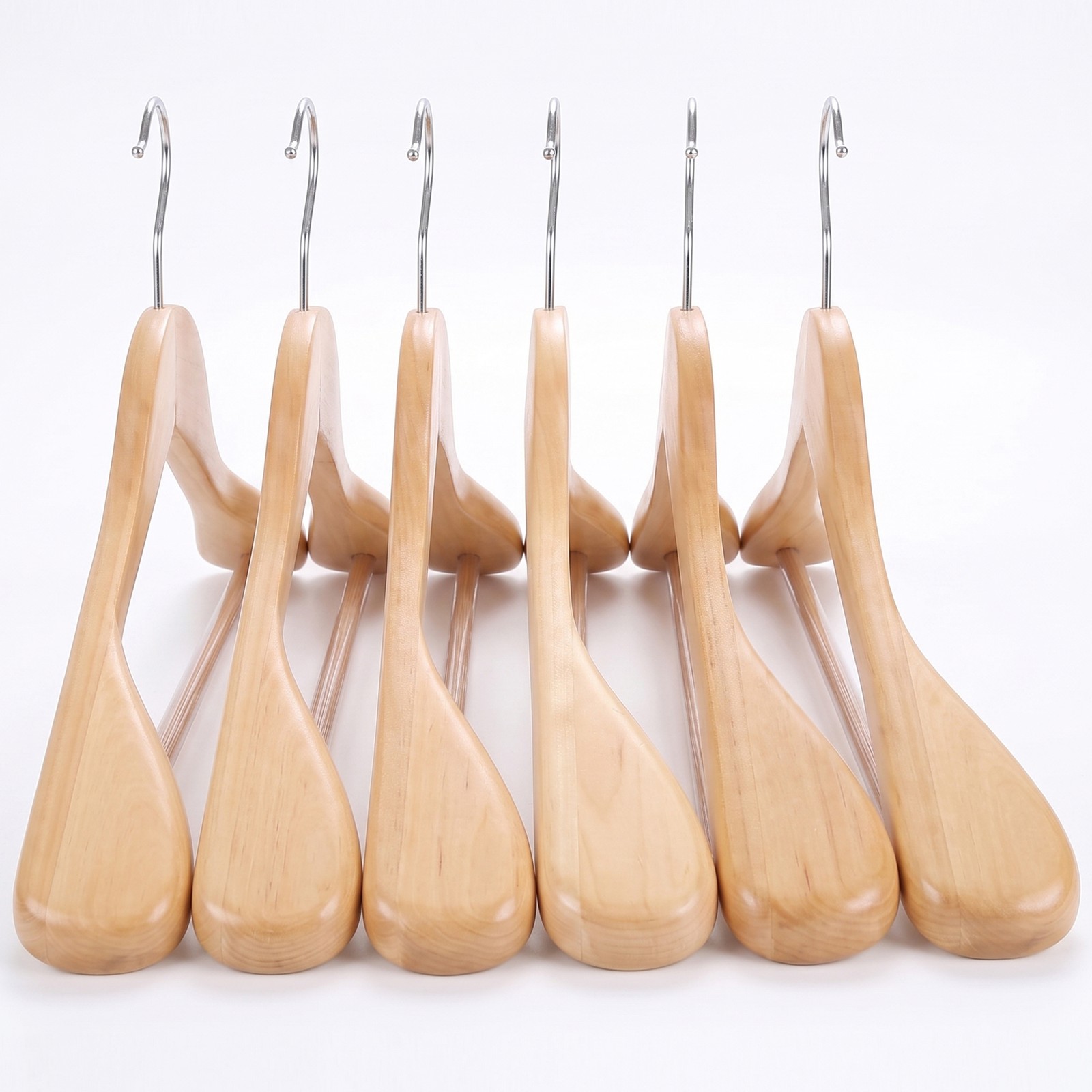 Premium Wooden Hangers 12 Pack Wide Shoulder Suit Coat Hanger w/ 360 Swivel Hook