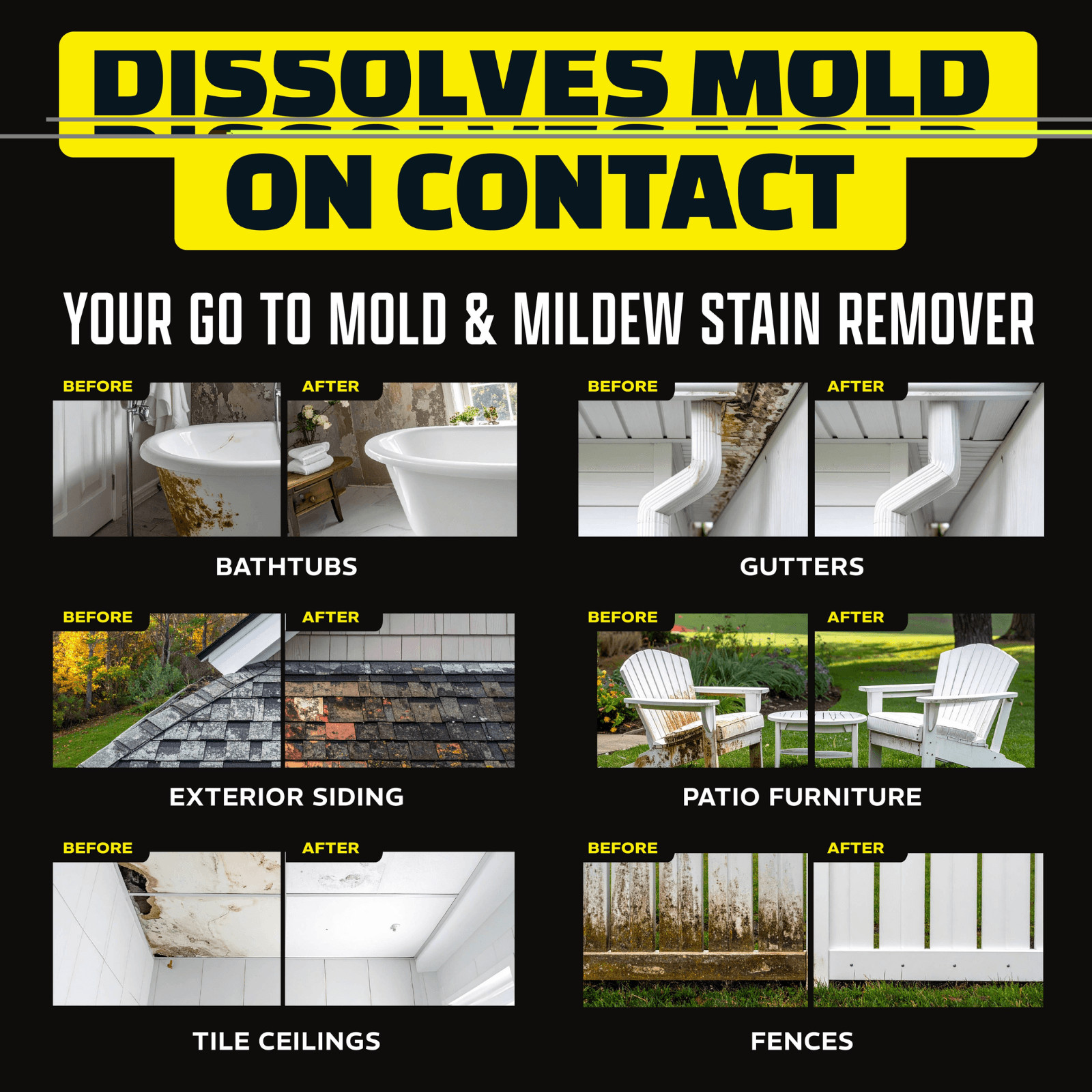 Alien Power Stain Remover Kit – Mold, Mildew & Algae Cleaner with Spray Bottle