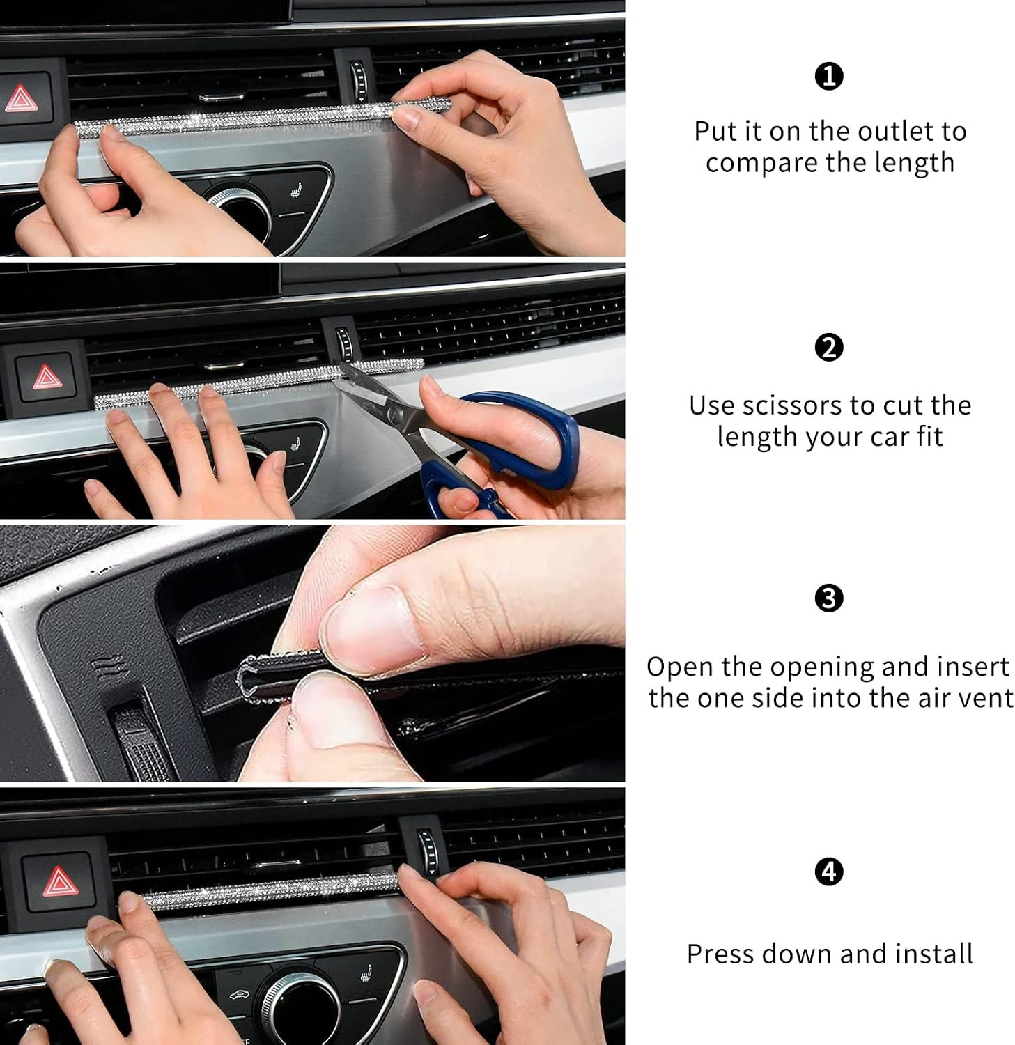 10pcs Bling Car Accessories for Women, Auto Vent Outlet Trim