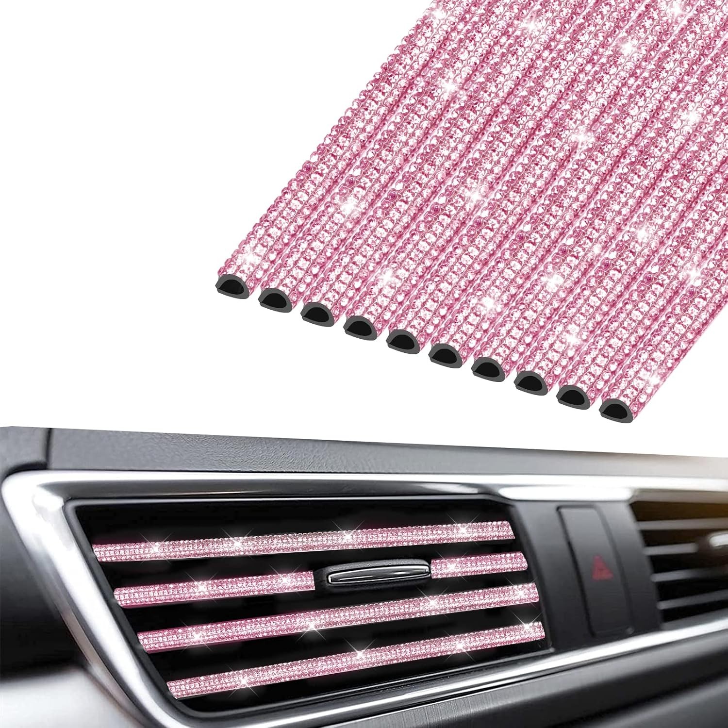 10pcs Bling Car Accessories for Women, Auto Vent Outlet Trim