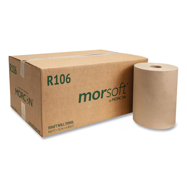 Hardwound Paper Towels, 1-Ply, 10 in. x 800 ft., Kraft., 6-Rolls/Carton