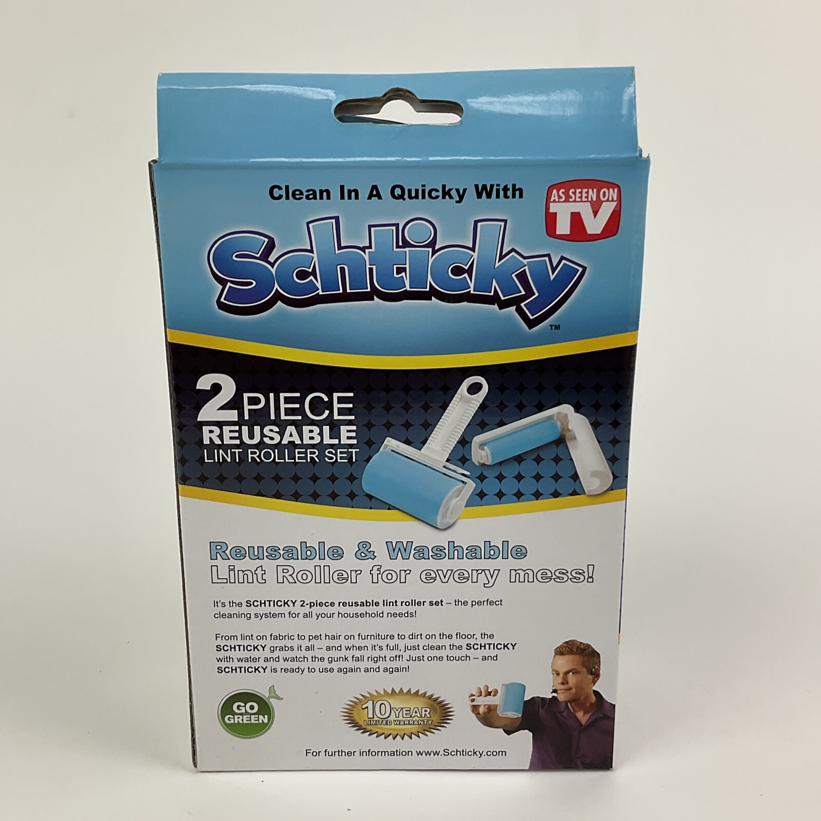 Schticky 2 Piece Lint Roller Set Resuable and Washable New