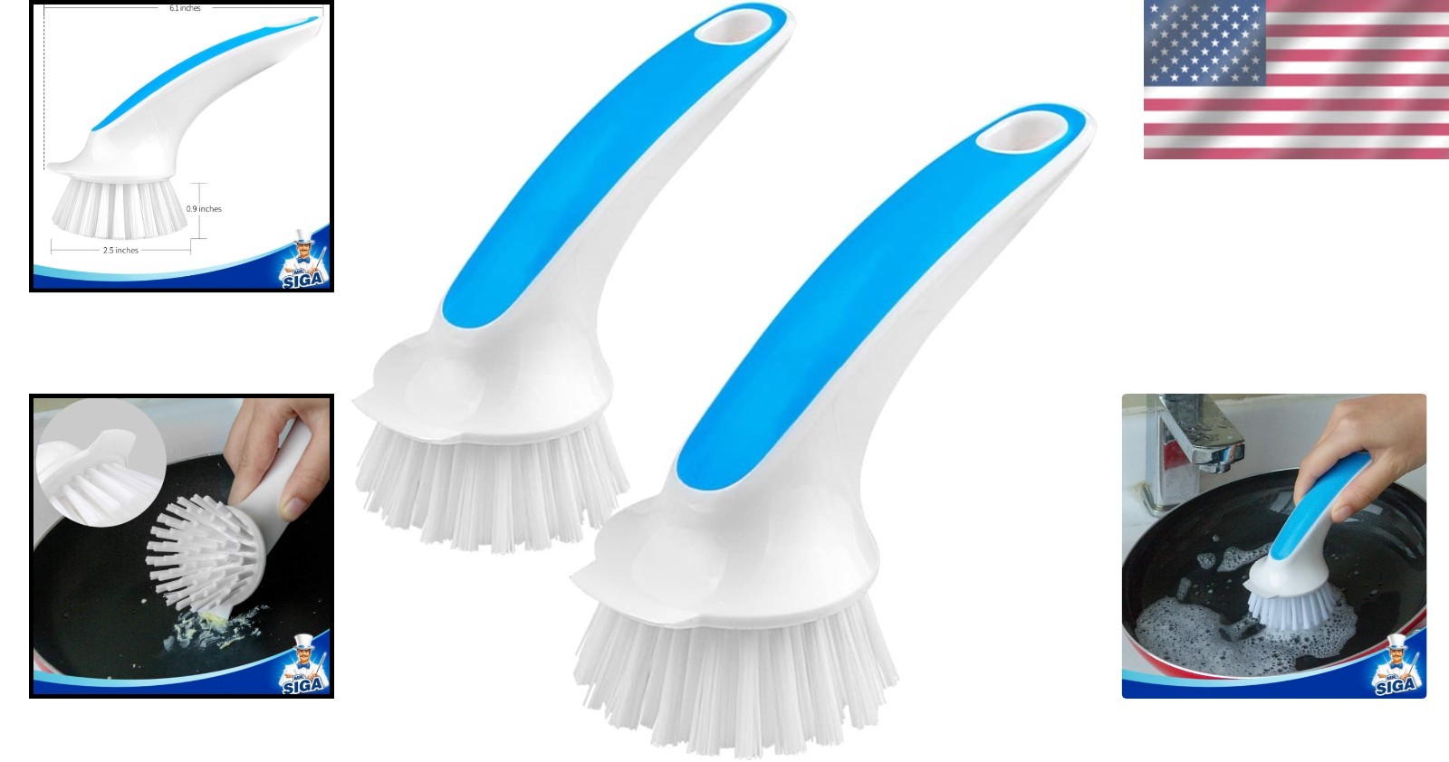 Pot Pan Cleaning Brush Non Scratch Nylon Scrubber Kitchen Tool 2 Pack
