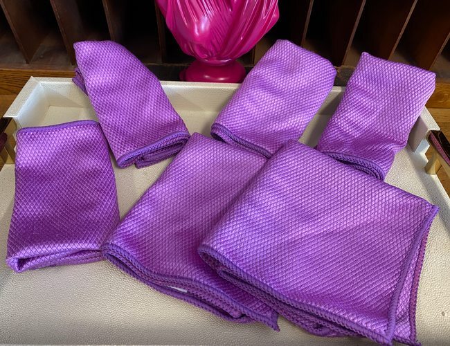 Bio Cleaner 6pc Purple Diamond Weave Microfiber Cloths New Glass Cleaning Lint
