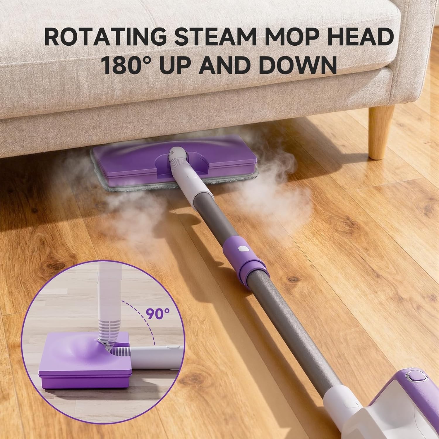 Steam Mop Detachable Handheld Steamer 350ml Tank for Floors, Tiles, Windows