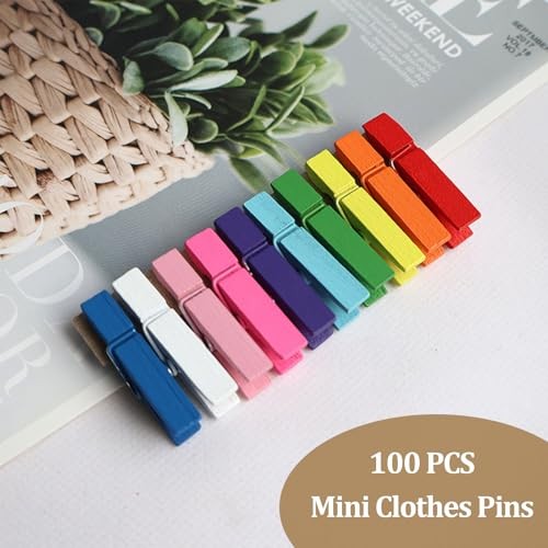 1.35 Inch Mini Clothes Pins for Photo – Colorful Small Clothes Pins – 100 Pcs