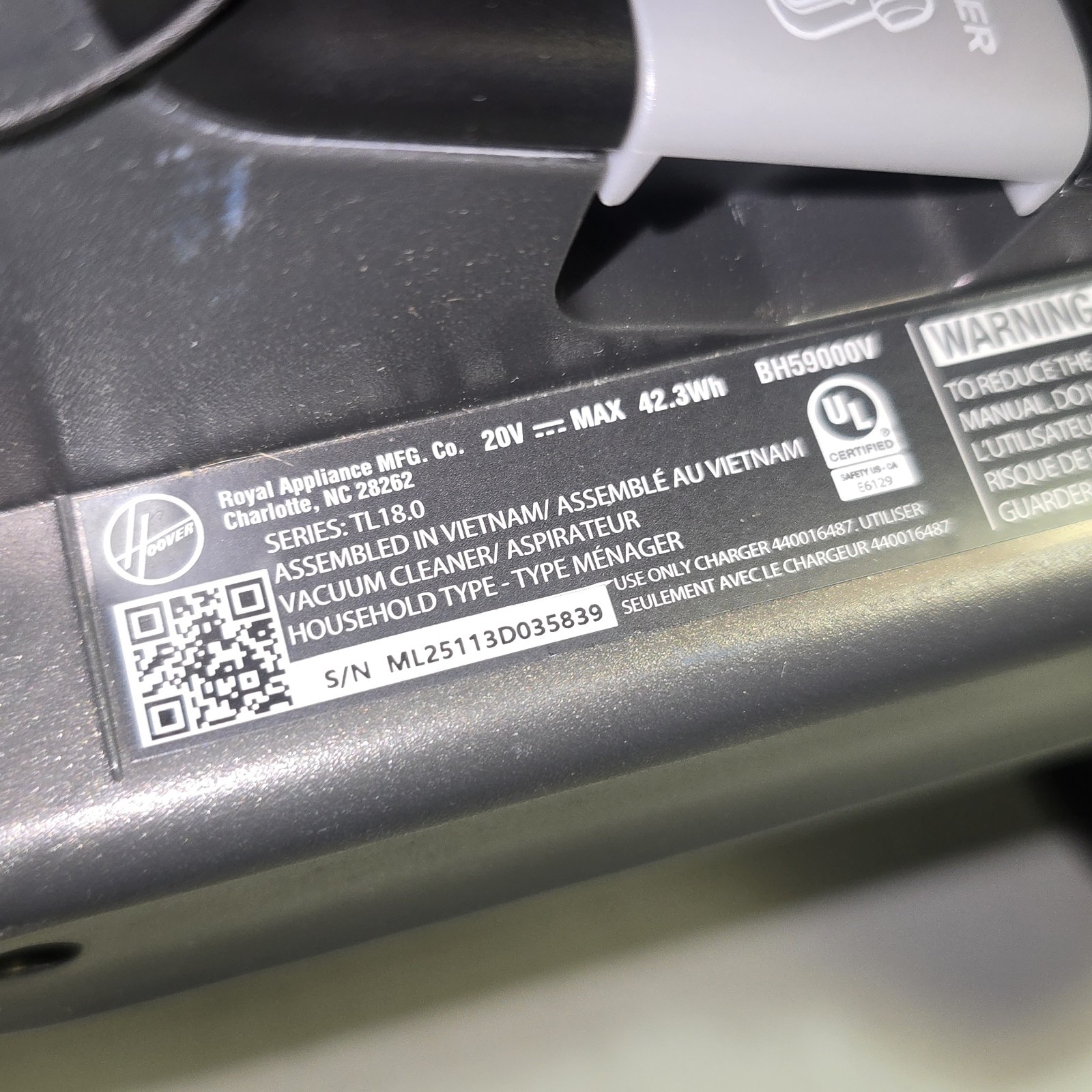 Hoover Excelerate Vacuum BH59000V Motor Head