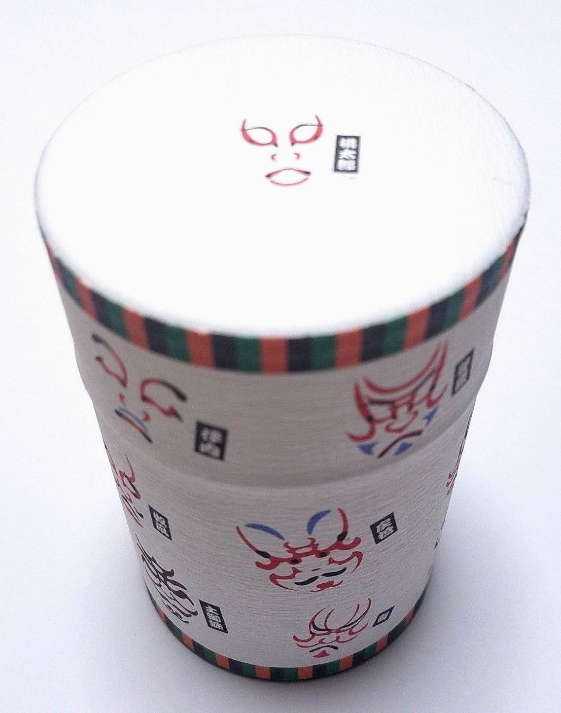 Japan Cylindrical Tea Can Kabuki Shading Kumadori Empty Diameter 6.5cm X H10.5cm