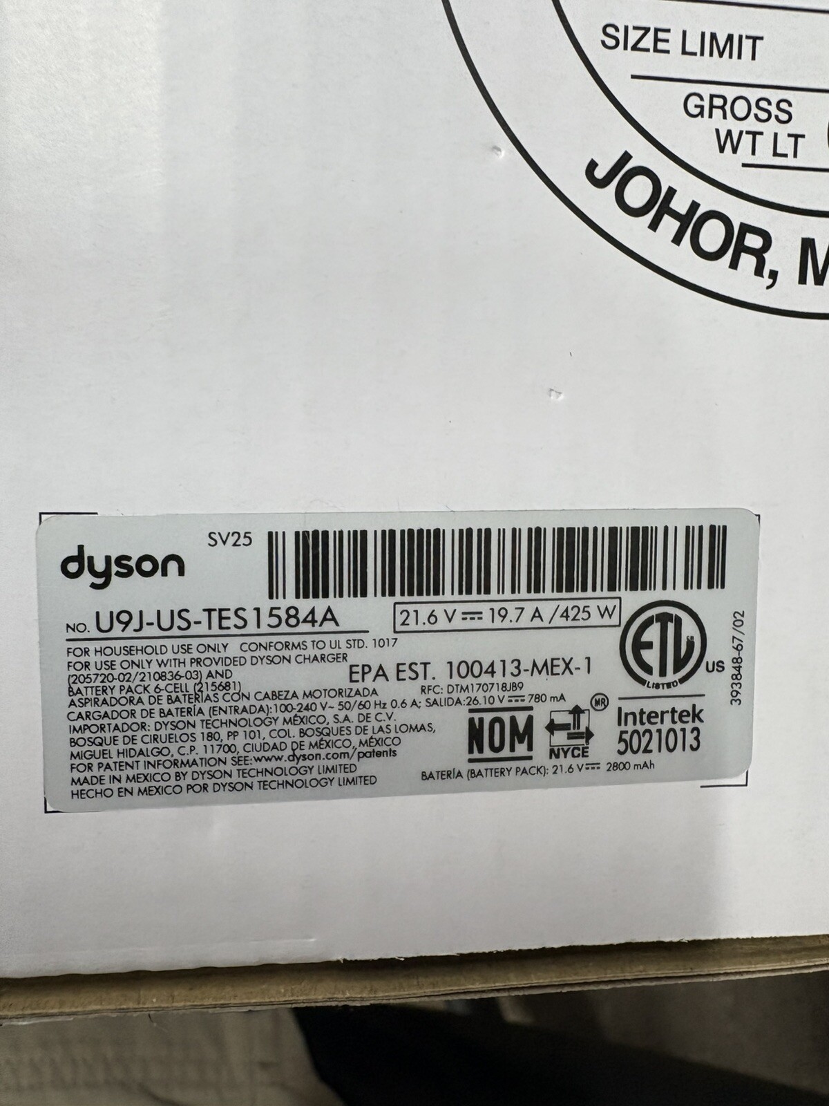 Dyson V8 Origin Extra Stick Vacuum SV25 Gray/Blue BRAND NEW