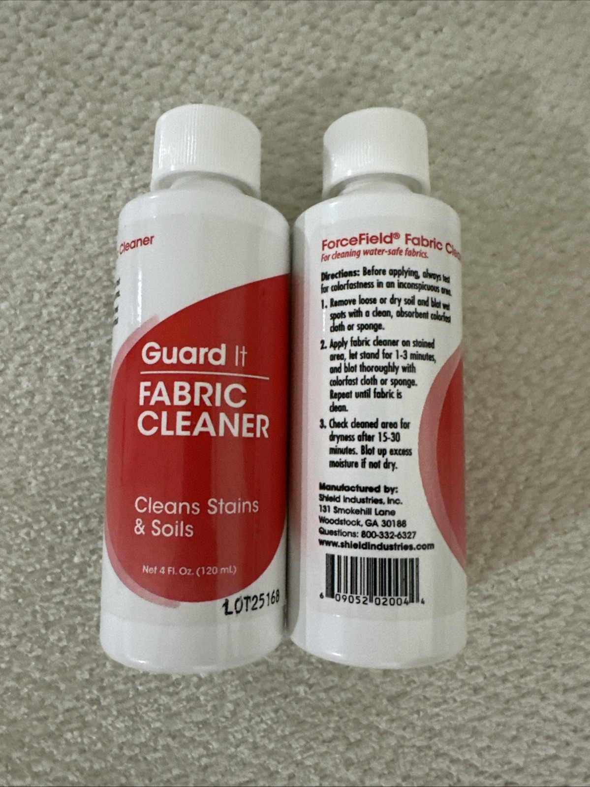 2 Guard It Forcefield fabric cleaners, 4 oz each, clean stains and dirt