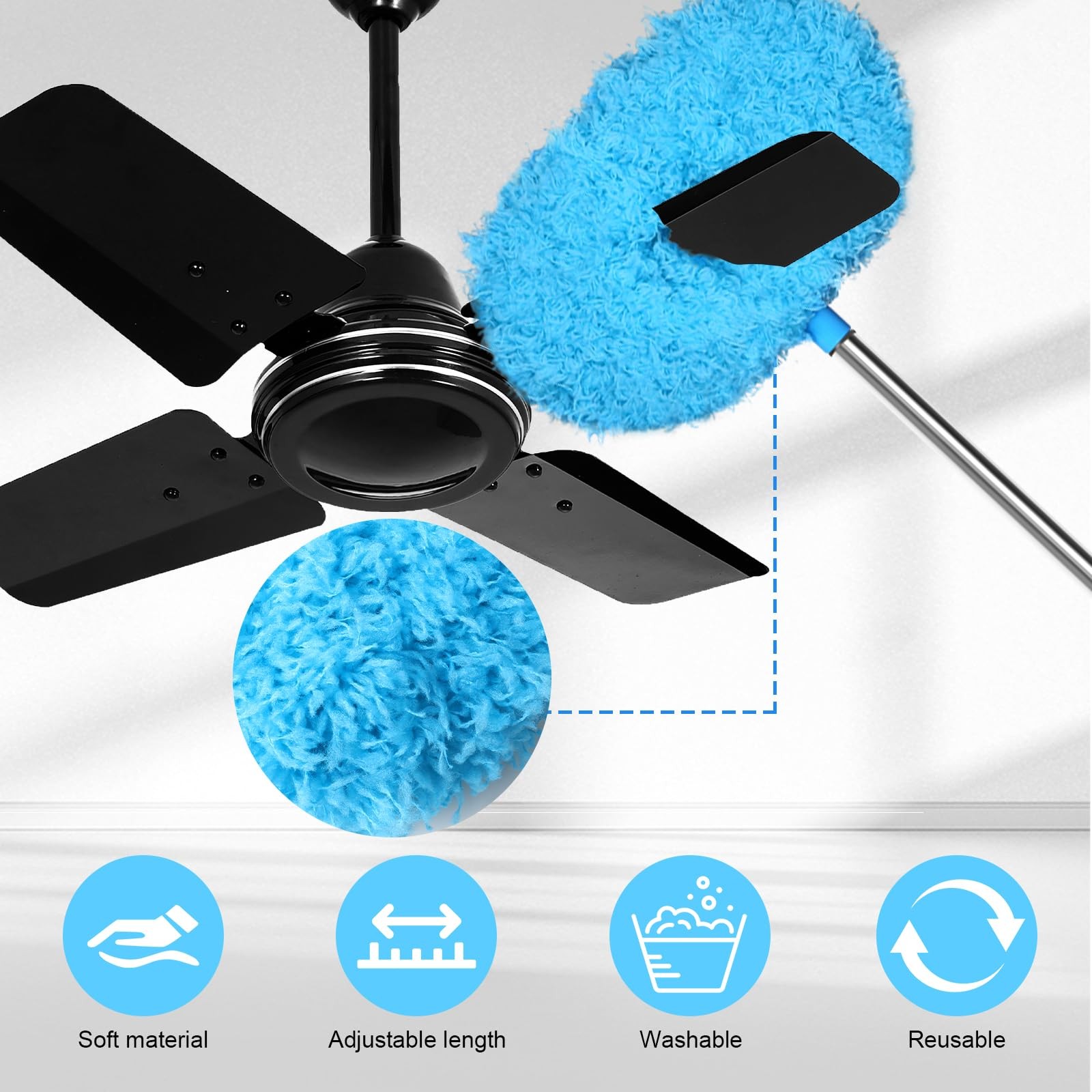 13-50 Inches Ceiling Fan Duster with Extension Pole