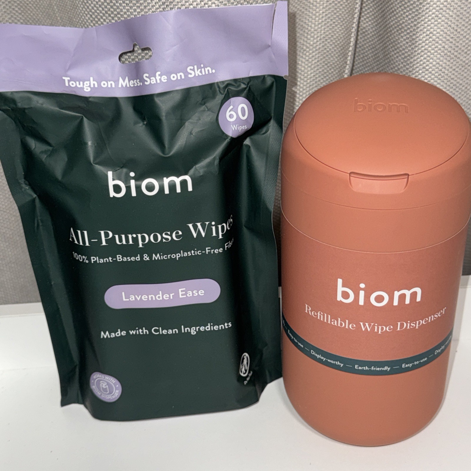 biom All Purpose Wipes Refillable Dispenser 60 Lavender Plant Based Microplastic
