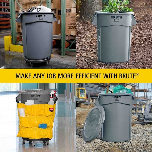 Rubbermaid Commercial Fg262000yel 20 Gal. Polyethylene Round Trash Can, Yellow