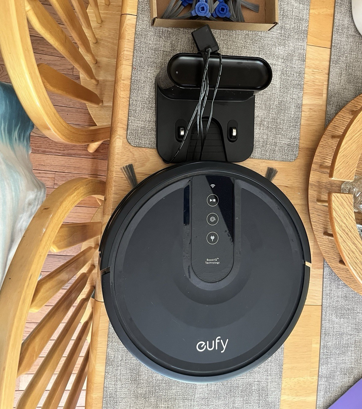 eufy Wi-Fi Robotic Vacuum, BoostIQ, Auto Return, Base, Adapter, Strips