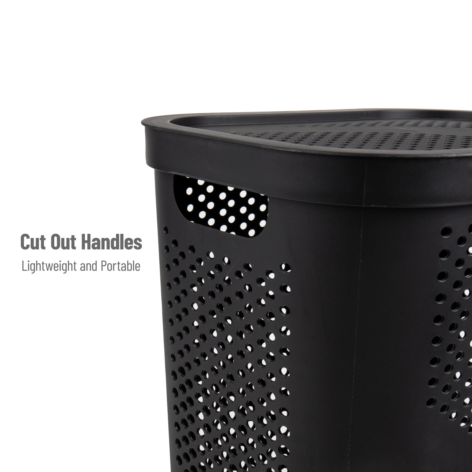 60L Slim Laundry Hamper, Lid, Ventilated, Plastic, 17.25″L x 13.75″W x 23.5″H,