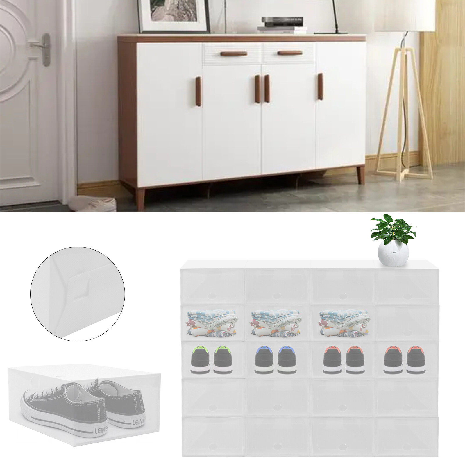 20Pcs Sneaker Display Case Organizer Stackable Shoe Storage Box Durable Plastic