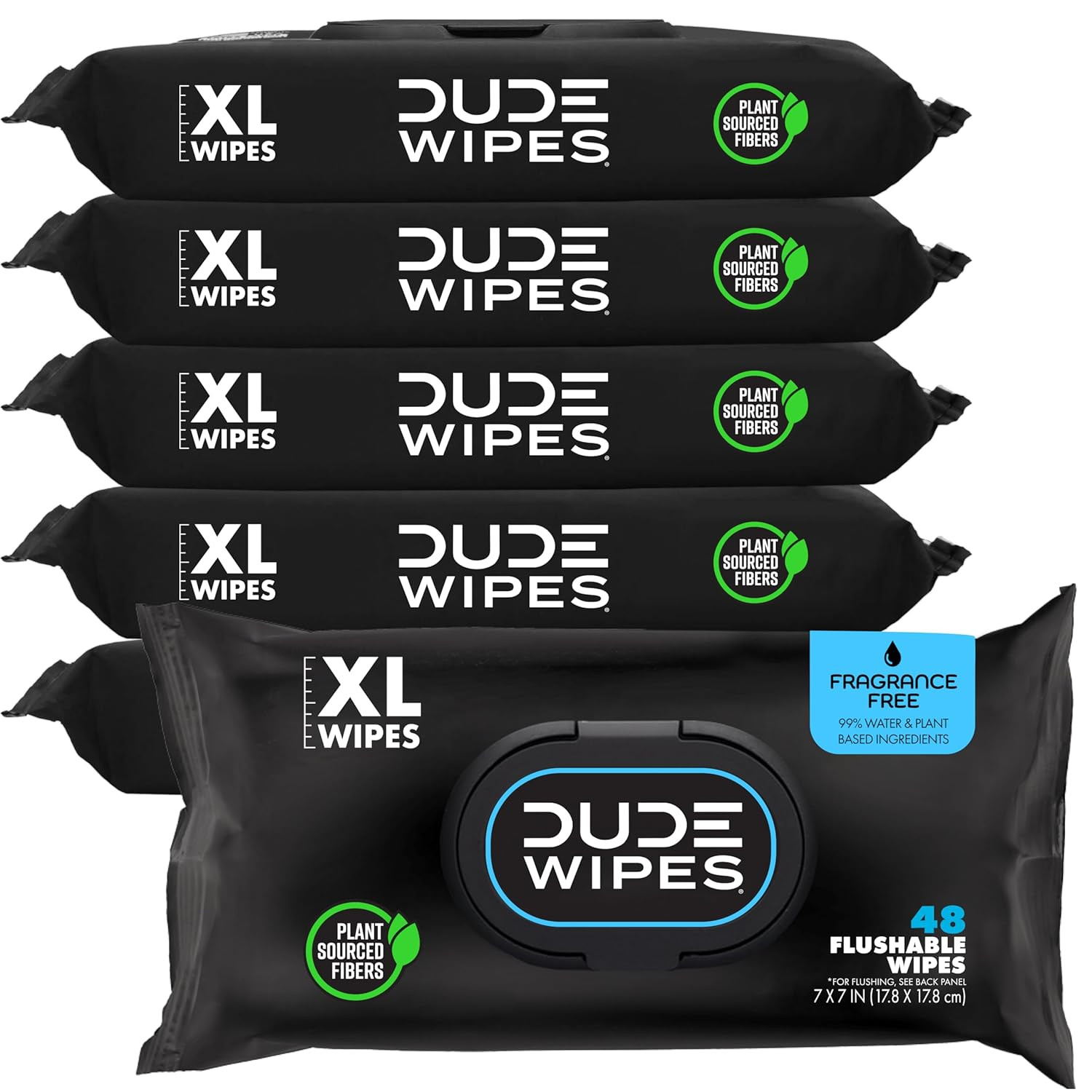 DUDE Flushable Wipes Unscented Adult Wet Wipes Sensitive Skin 6 Pack 288 Count