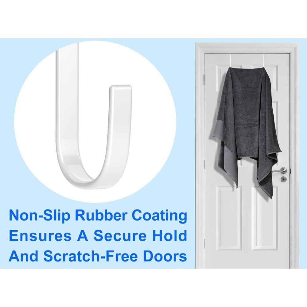 Over Door Hooks 4 Pack 5.5 Inch with Rubber Coating for Towel Robe Hanger