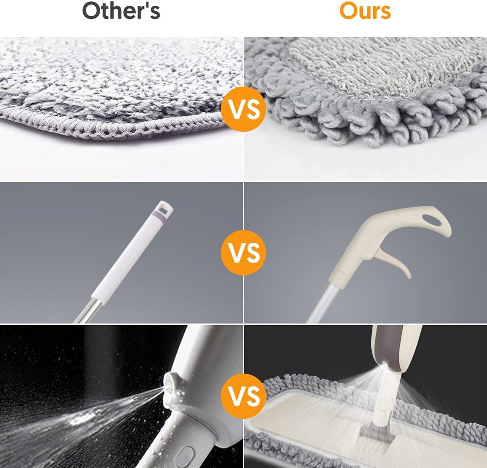 1/2Set Spray Mops for Floor Cleaning with 5 Washable Pads,Wet Dry Microfiber Mop