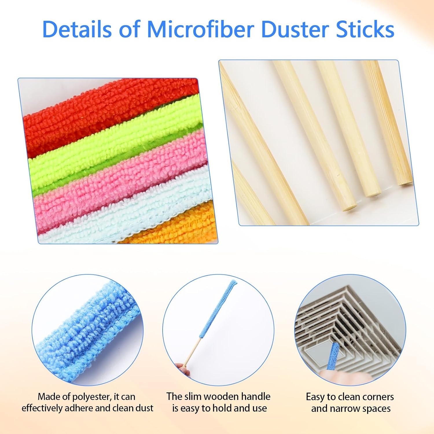 12Pcs Microfiber Fan Cleaning Brushes AC Vent Duster Sticks Car Window Blind Too
