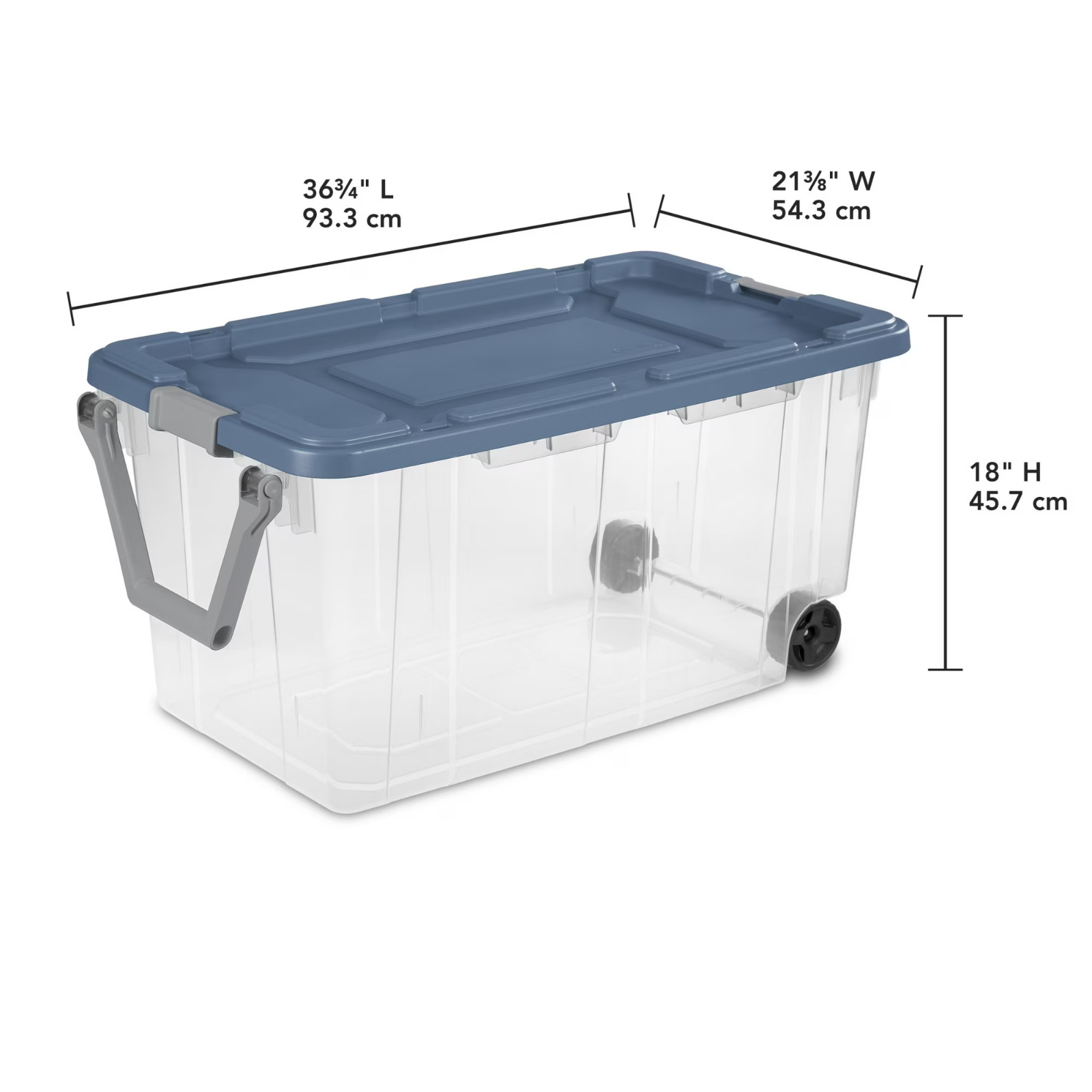 2 Pack Sterilite Extra-Large Wheeled Rugged Storage Bin, 160 Quart Durable, Blue