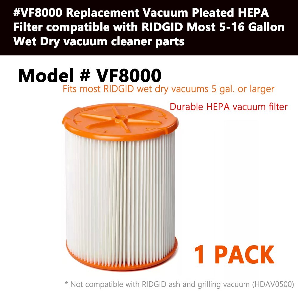 1 pcs VF8000 Pleated HEPA Filter for RIDGID Most 5-16 Gallon Wet Dry vacuums