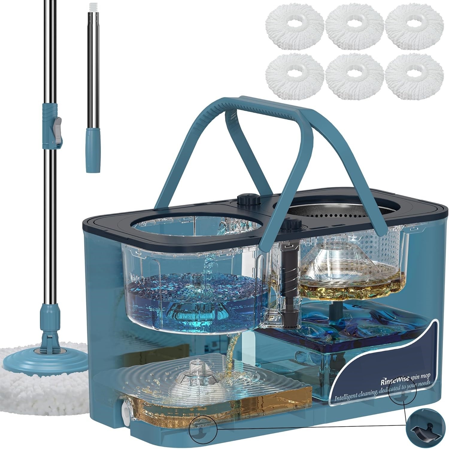 Large Gen 1 Mop Bucket Set, Clean/Dirty Water Separation, Blue