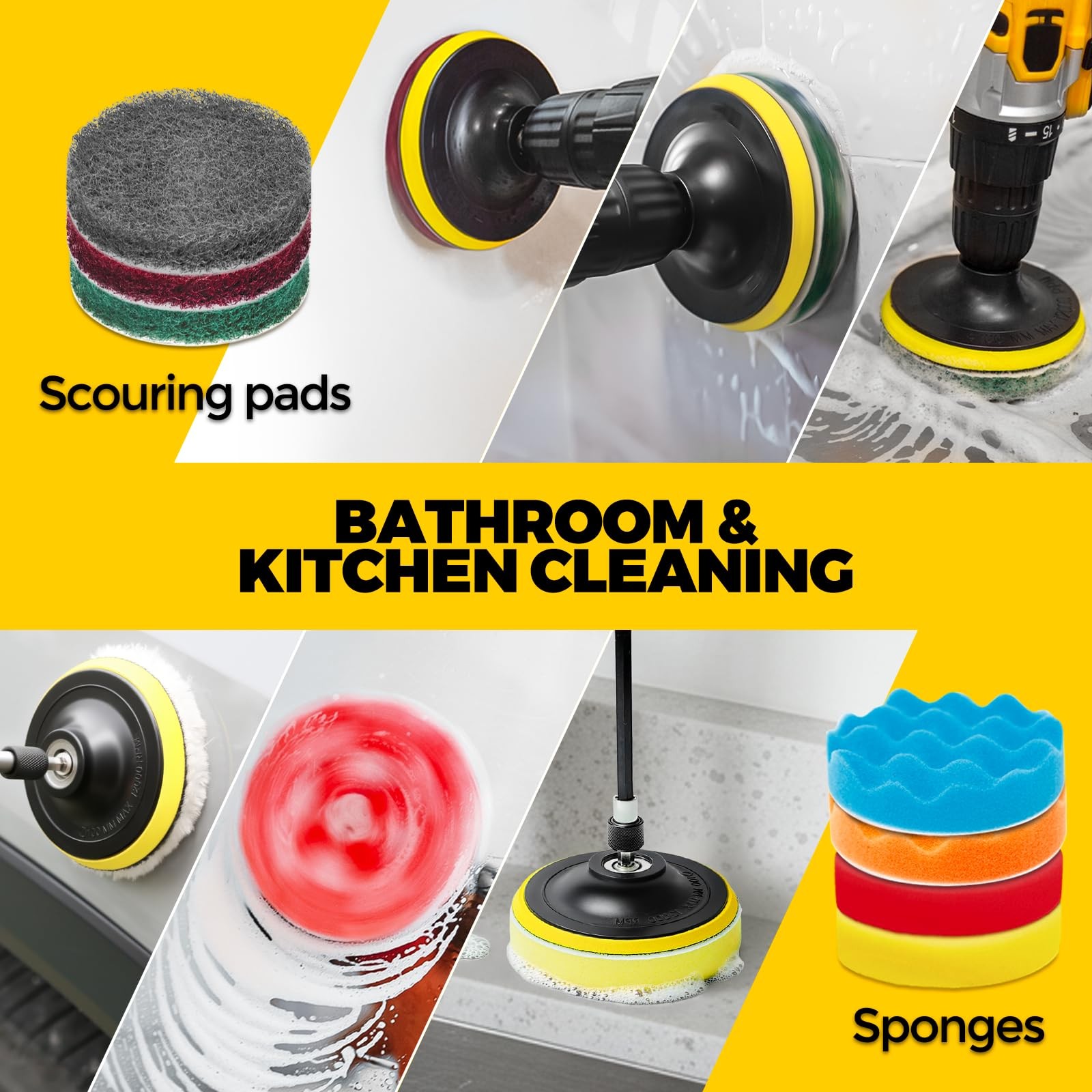 22Pack Drill Brush Attachments Set,Scrub Pads & Sponge, Buffing Pads,Power Sc…
