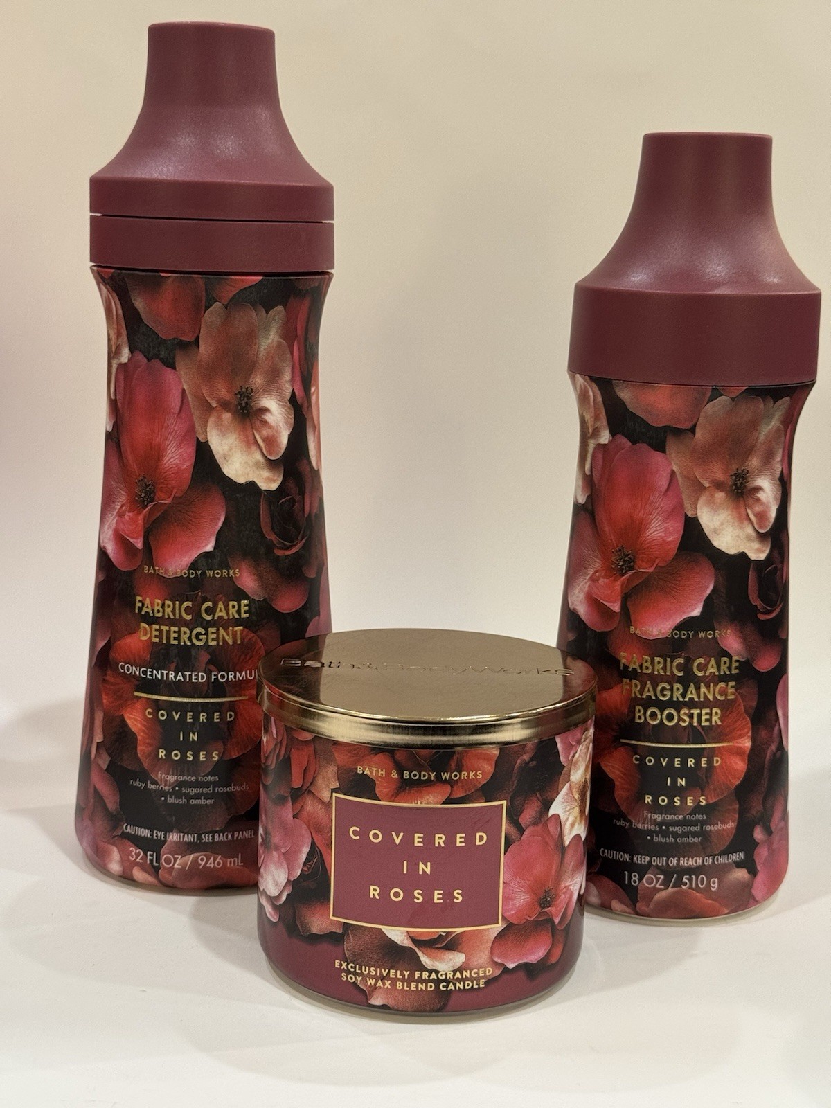 Bath & Body Works Covered in Roses Detergent, Booster and 3 Wick Candle🌹