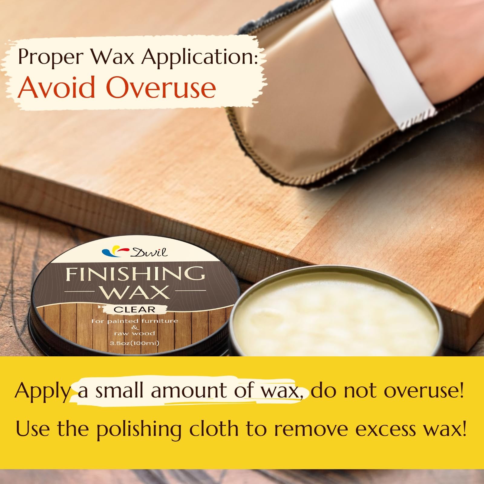 Natural Wood Finishing Wax – Protect & Seal Furniture, Floors, 3.5 Oz Tools