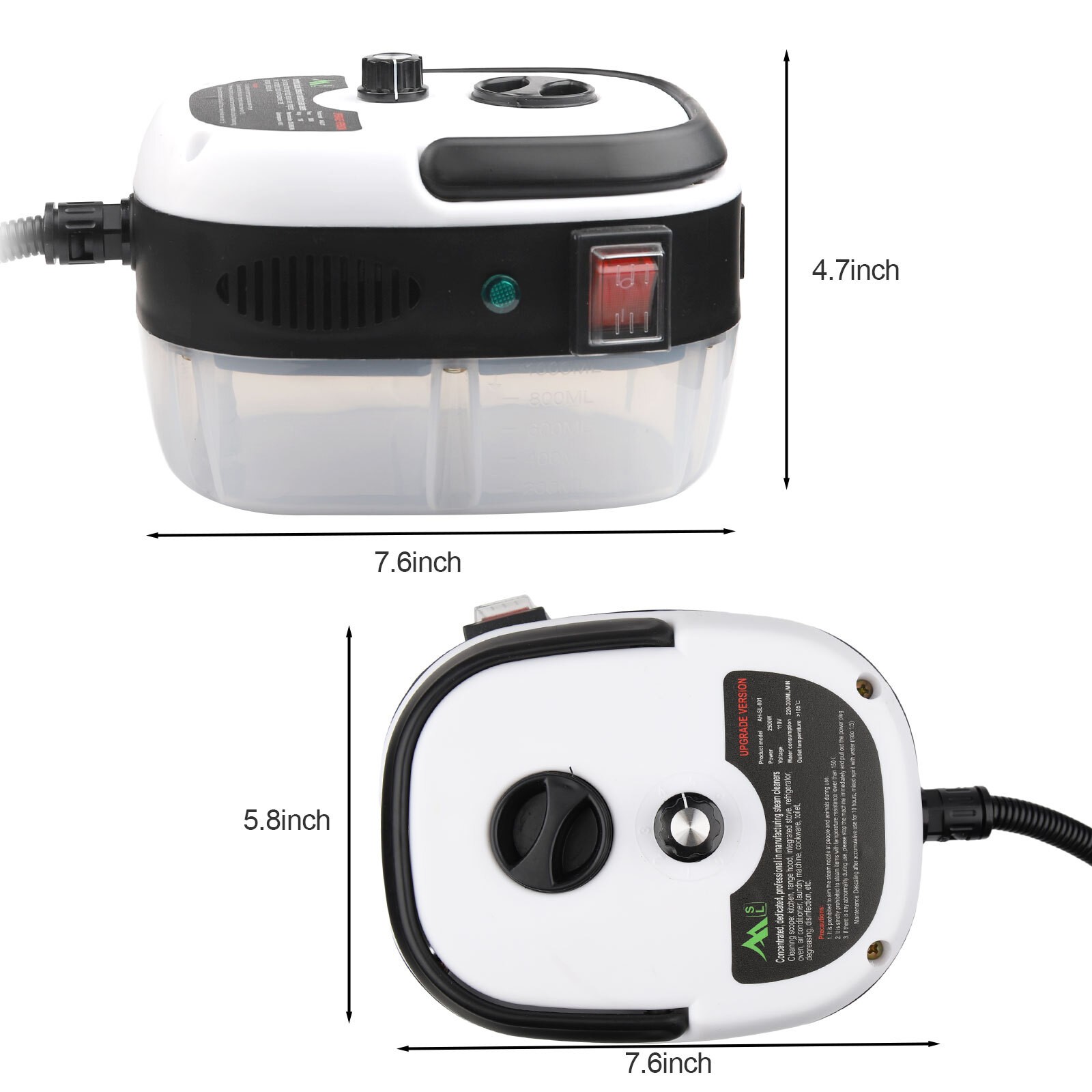 2500W High Pressure Steam Cleaner Handheld Portable 6 Brush Car Home Kitchen NEW