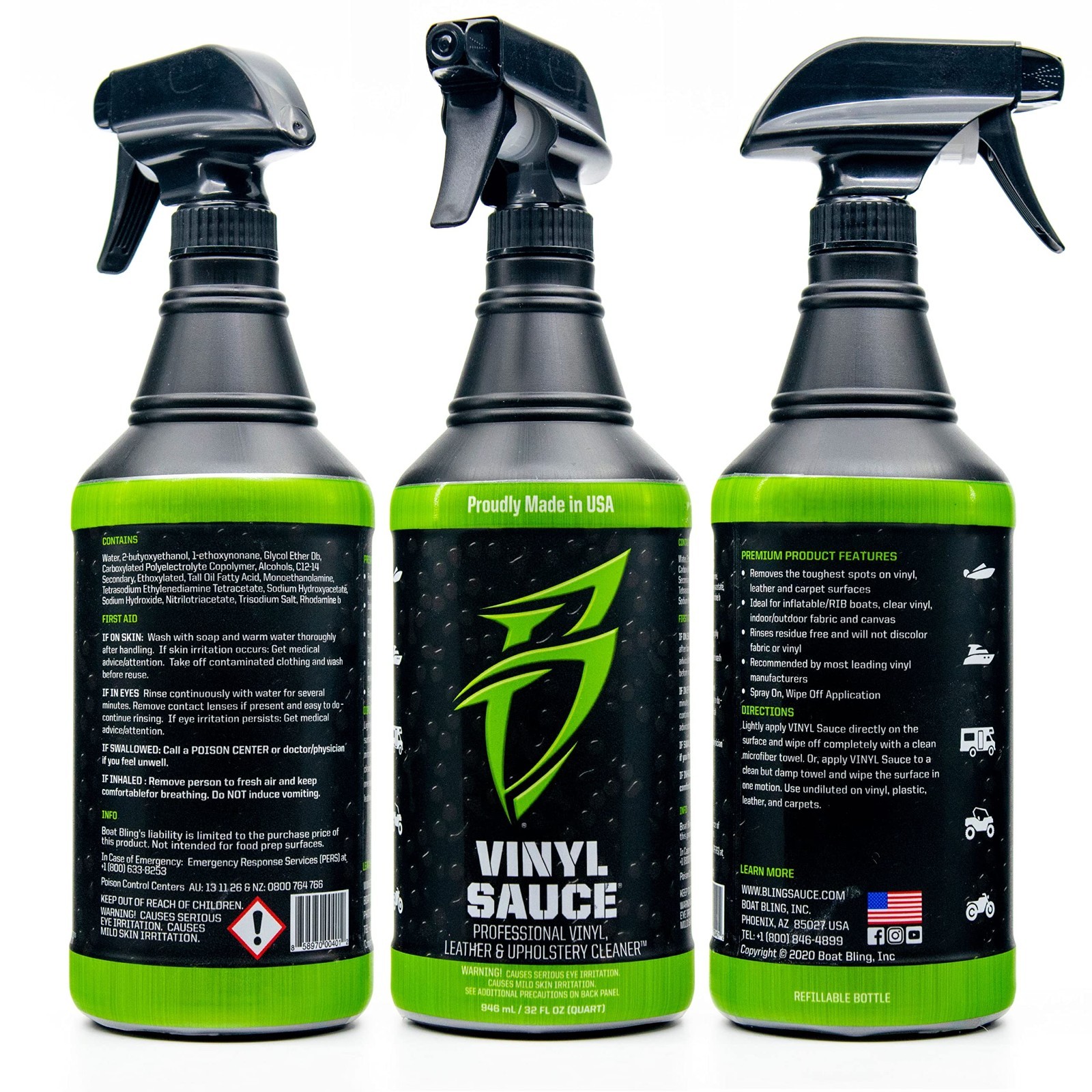 Premium Vinyl & Leather Cleaner 32 Oz – Marine, RV, Powersport – Non-Caustic For