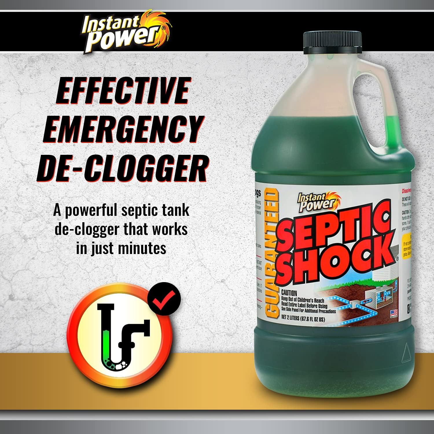 Septic Shock Drain Cleaner 67.6 Fl Oz Septic Tank Treatment Enzyme Clog Remover
