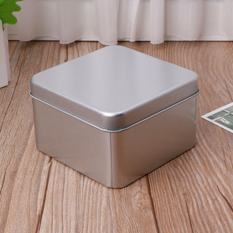 9x9cm Small Metal Tin Silver Storage Box for Case Organizer For Money Coin Candy