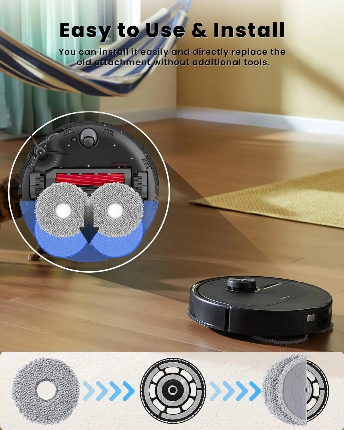 6Pcs Microfiber Mop Cloth Pad for Roborock Q Revo,Qrevo S,Qrevo Pro,Qrevo Master