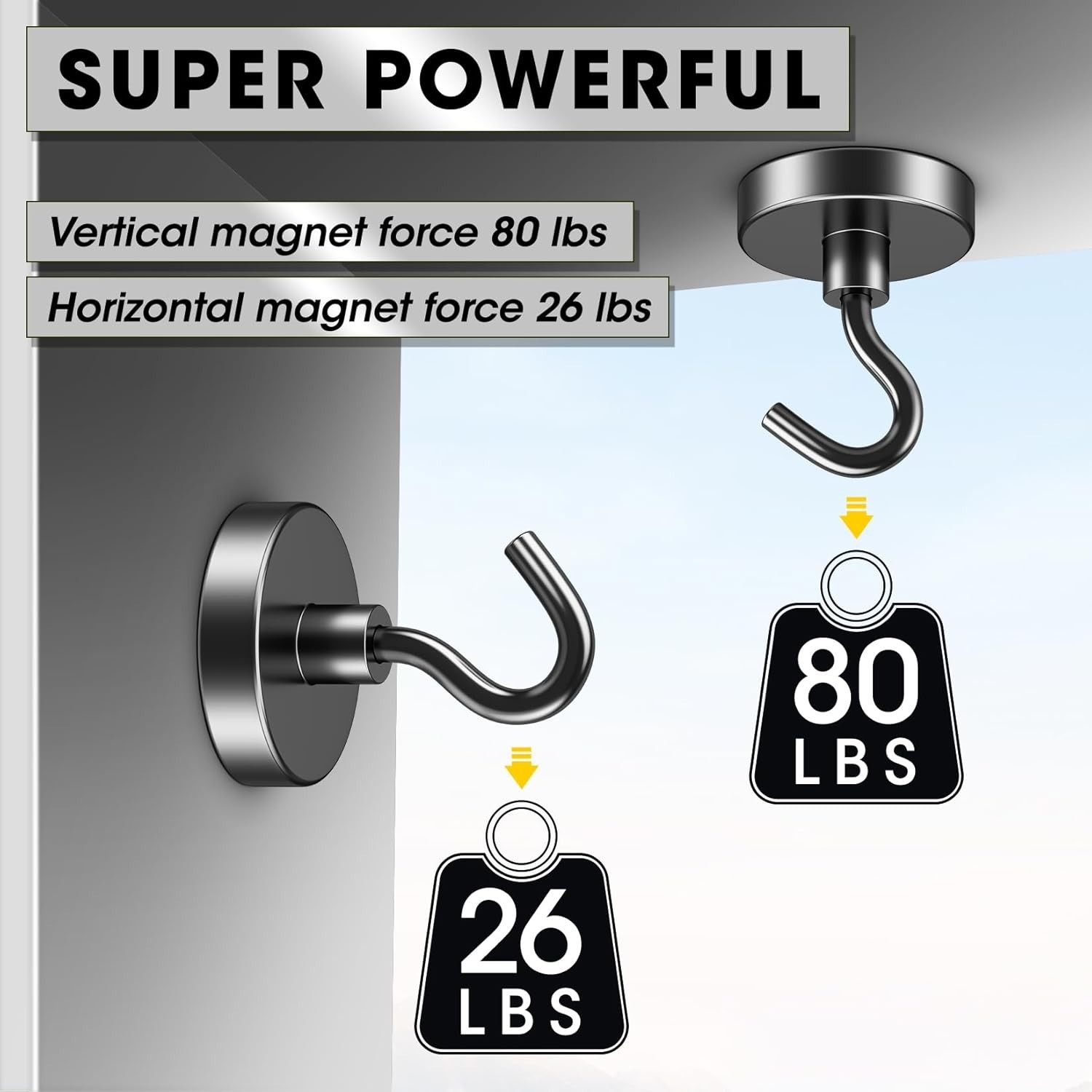 4/10 Pack 80LBS Heavy Duty Magnetic Hook Magnet Hook for Hanging Strong Magnetic
