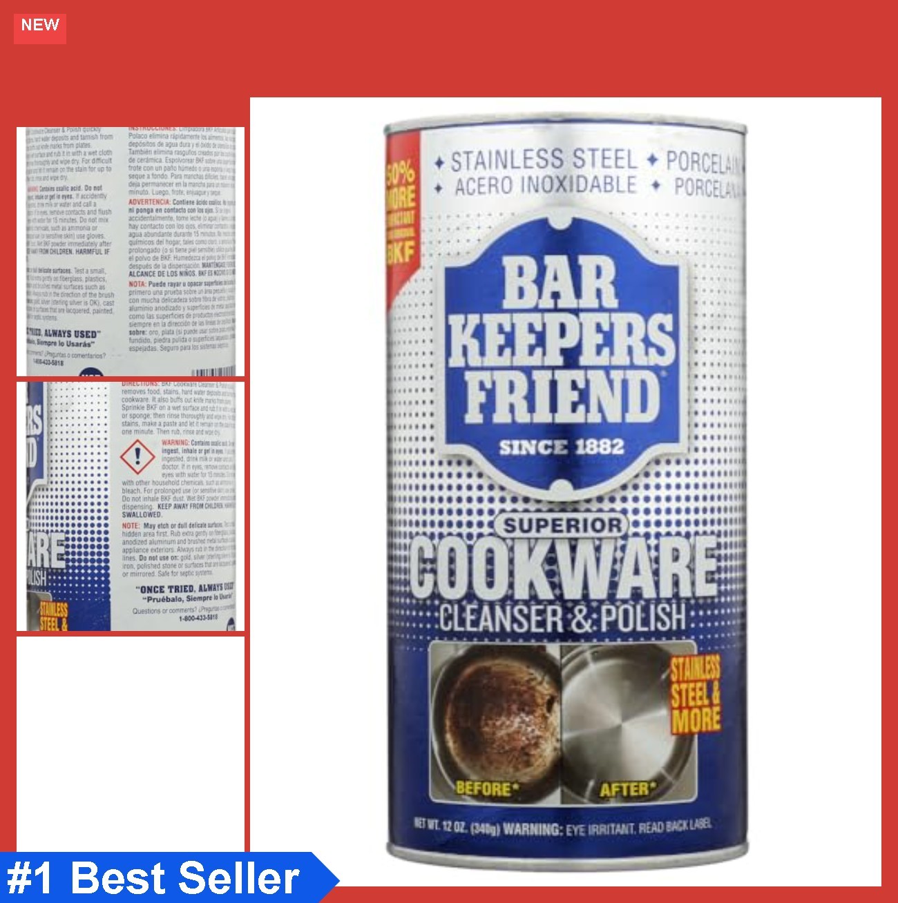 Cookware Cleanser Polish Powder 12 Ounce Tile Surface All-Purpose Cleaner