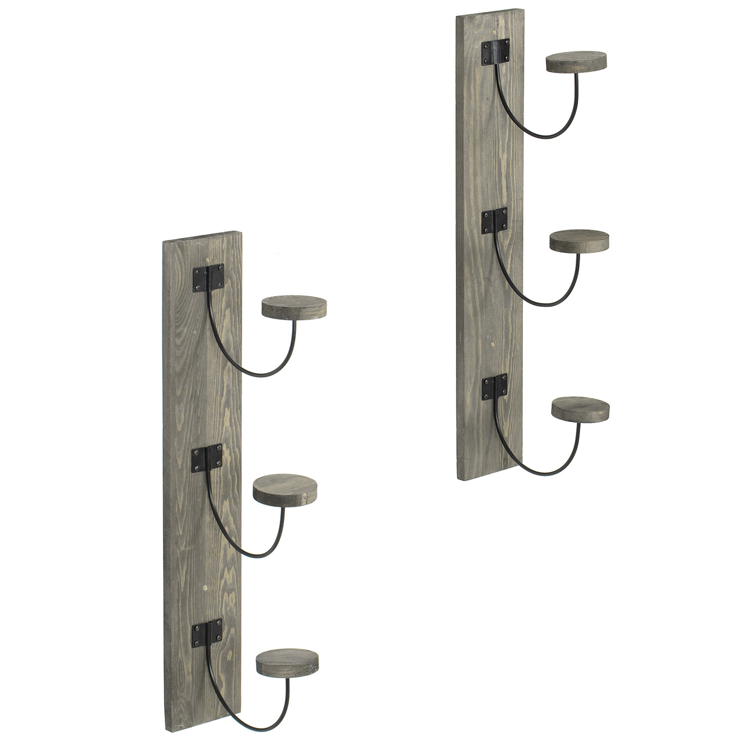 Vintage Solid Wood & Metal Wire Vertical Hat & Coat Storage Hooks Rack, Set of 2